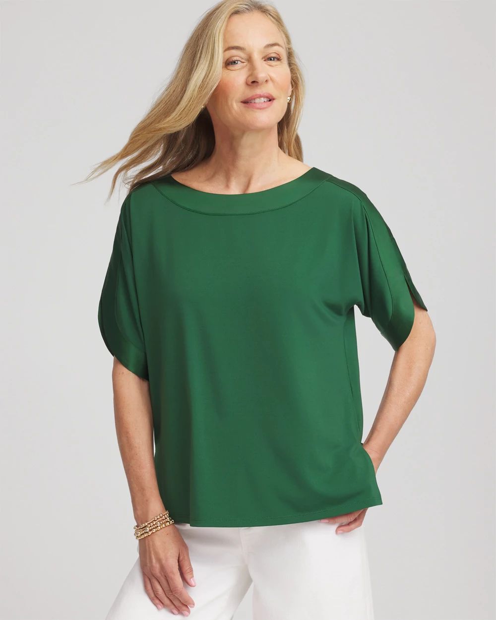 Jersey & Satin Dolman Tee | Chico's